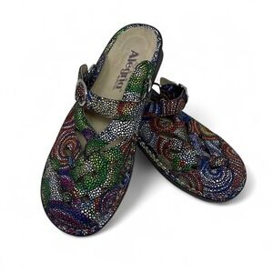 Alegria Freesia Rainbow Mosaic Mule Clog Slingback Shoes 7 Comfort Adjustable